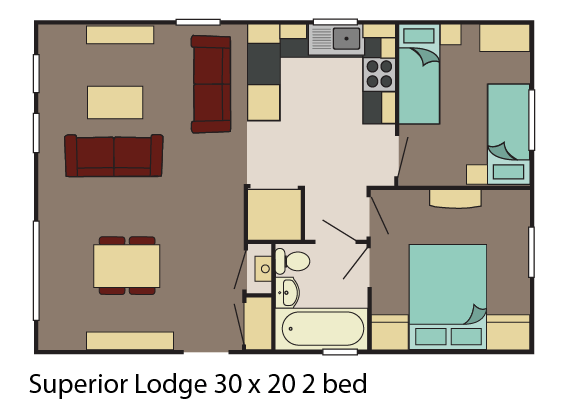 Superior Lodge 30x20 2 bed layout