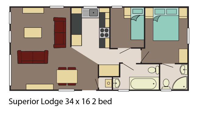 Superior Lodge 34x16 2 bed layout