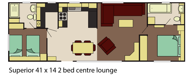 Delta caravans superior 41x14 2 bed cl layout