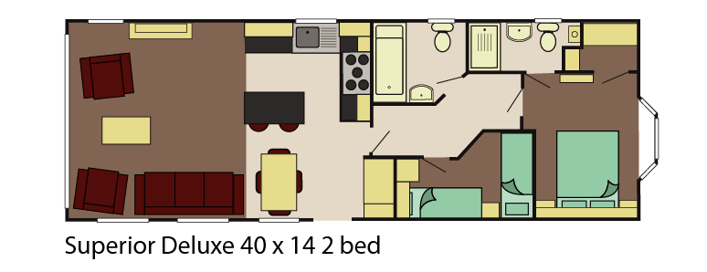Delta caravans superior 40x14'6 3 bed layout