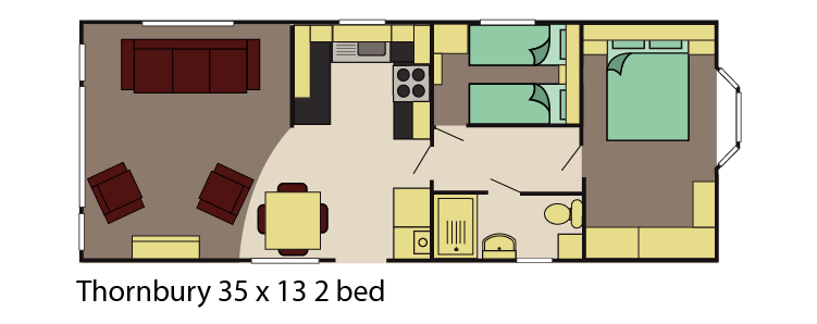 thornbury-caravan-35x13 2 bed layout